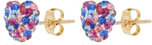 Vista 6 de AVORA Aretes de oro amarillo de 10 quilates de 0.315 in con cristales Swarovski