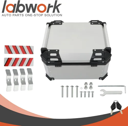 Vista 7 de labwork 55L Caja de Equipaje Superior para Motocicleta con Respaldo y Placa de Montaje, Aluminio Duro Resistente al Agua con Cerradura de Seguridad