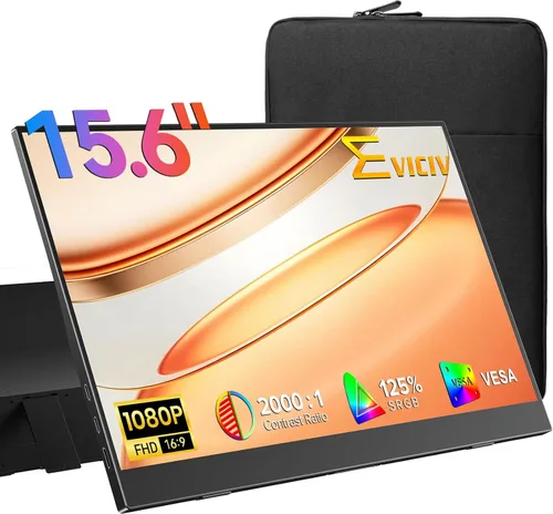Vista 9 de Monitor portátil con pantalla táctil con batería de 8000 mAh, 15.6 pulgadas, 125% sRGB ultra delgado de 10 puntos, monitor de pantalla táctil USB-C