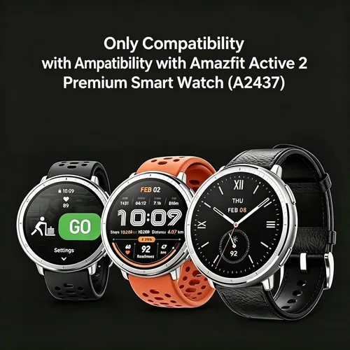 Vista 2 de Rc-Z Paquete de 2 fundas protectoras de pantalla para reloj inteligente Amazfit Active 2, parachoques de policarbonato duro, película de vidrio
