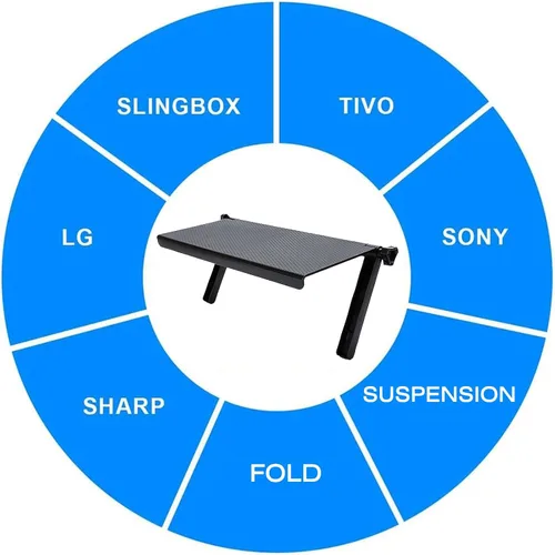 Vista 6 de Estantes flotantes para pared debajo del estante de TV para montaje en pared, estante superior de TV para caja de cable, estante para TV y DVD