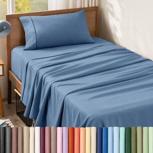 Vista 125 de Bare Home Juego de Sábanas Twin - Sábanas de Cama de Microfibra Ultra-Suave 1800 - Doble Cepillado - Bolsillos Profundos - Ajuste Fácil - Extra