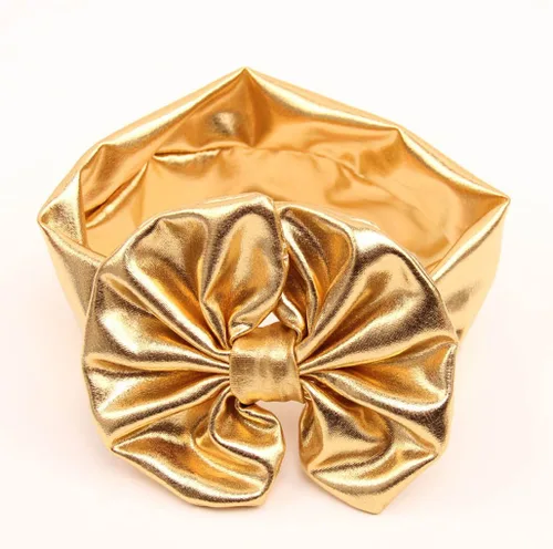 Vista 3 de BBTDIN Diadema turbante bronceadora para bebé BBG38 (2 unidades, dorado y plateado)