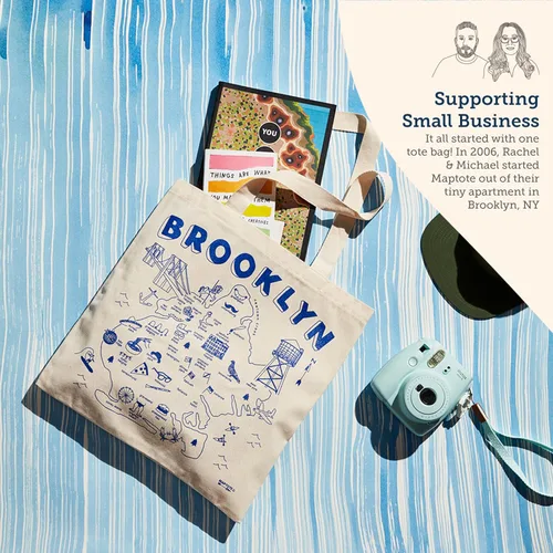 Vista 3 de MAPTOTE Bolsa de lona de comestibles, bolsa de lona de algodón reutilizable para compras, viajes a la playa y viajes, respetuosa con el medio