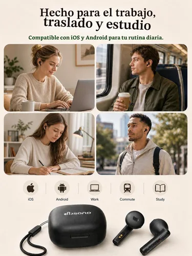 Vista 5 de Auriculares Bluetooth inalámbricos verdaderos: auriculares Bluetooth ultraligeros para comodidad durante todo el día, auriculares TWS impermeables