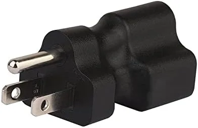 Vista 5 de Nema 5-15P to 5-15R/5-20R AC Power Adapter 15A 125V adaptador de corriente alterna 15 Amp Household AC Plug, 20 Amp T Blade Power