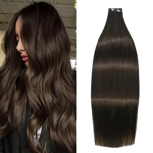 Vista 8 de WindTouch Extensiones de cabello humano con cinta adhesiva, color rojo, 20 unidades, 14 pulgadas, #rojo, 1.06 oz