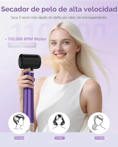 Vista 6 de TASNEEM Cepillo de aire caliente 7 en 1 y cepillo giratorio para secador de pelo, moldeador de aire con rizadores de envoltura automática, secador
