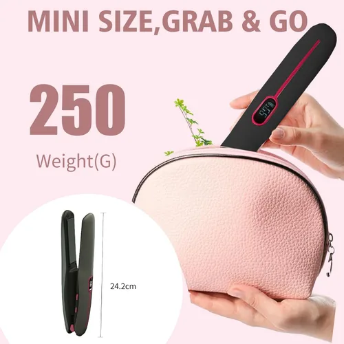 Vista 2 de Alisador y rizador de pelo inalámbrico 2 en 1, plancha plana portátil inalámbrica para viajes, batería recargable USB-C de 4800 mAh, calentamiento