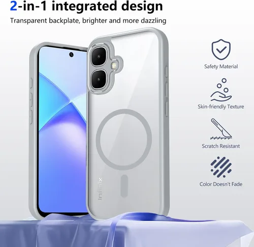 Vista 457 de Funda magnética transparente compatible con Xiaomi 17T, color negro 2 en 1 PC + TPU cubierta de teléfono a prueba de golpes, carcasa protectora