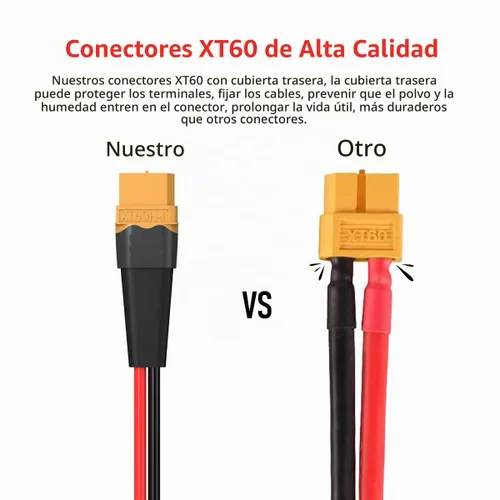Vista 2 de ELFCULB Cable Terminal XT60 a Anillo O, Cable Conector Hembra XT60 de 10AWG a Anillo O con Cable Puro Estañado para Batería RC Solar Estación