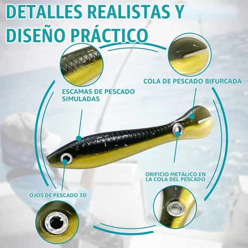 Vista 3 de Soft Bionic - Señuelo de pesca – 10 cebo de natación de plástico suave para lubina, agua dulce y agua salada