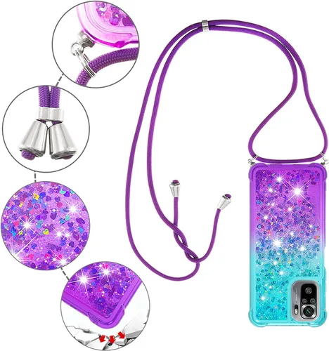 Vista 5 de XYX Funda para Xiaomi Redmi Note 10s, Gradient Quicksand Funda protectora a prueba de golpes para mujeres y niñas con correa ajustable para Redmi
