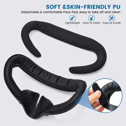 Vista 4 de VR Face Pad for Oculus Quest 2,Facial Interface Bracket Face Cover with Nose Pad, 2pcs PU Leather Foam Cushion for Meta Quest 2 Accessories