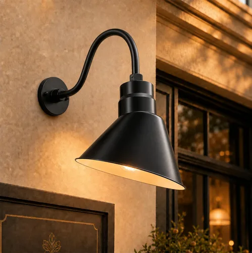 Vista 2 de Luz de letrero de cuello de cisne con pantalla angular negra satinada, 5000 Negro satinado (1 paquete)