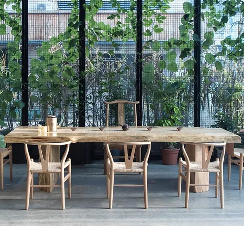 Vista 8 de LITFAD Live‑Edge Mesa de comedor de pino, escritorio de madera maciza