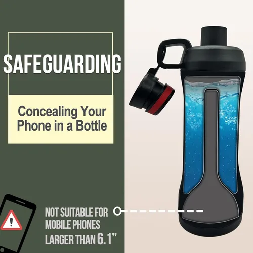Vista 2 de Botella de agua de desvío con capacidad de 13.5oz - Compartimento oculto definitivo para viajes, playa, automóvil para guardar objetos de valor como