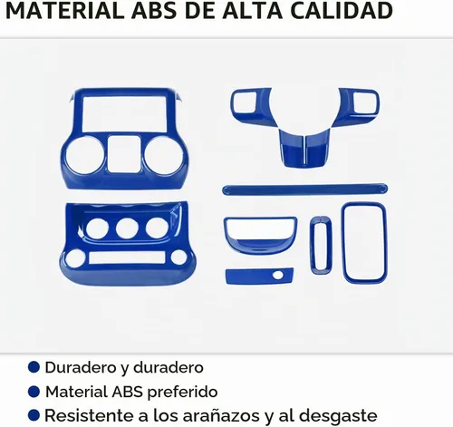 Vista 3 de RT-TCZ para Jeep JK Kit de Adornos Interiores Azul, Adorno de Panel de Tablero de Consola Central para Jeep Wrangler JK JKU 2011-2017 Accesorios