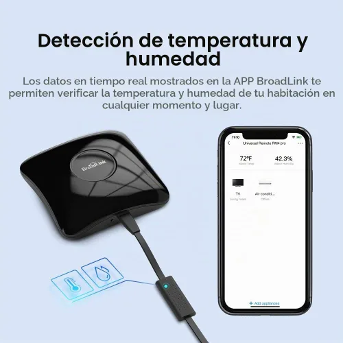 Vista 2 de BroadLink RM4 pro - Juego de cables de sensor y control remoto inteligente RM4 pro S (solo Wi-Fi de 2.4 GHz), concentrador de control remoto IR RF