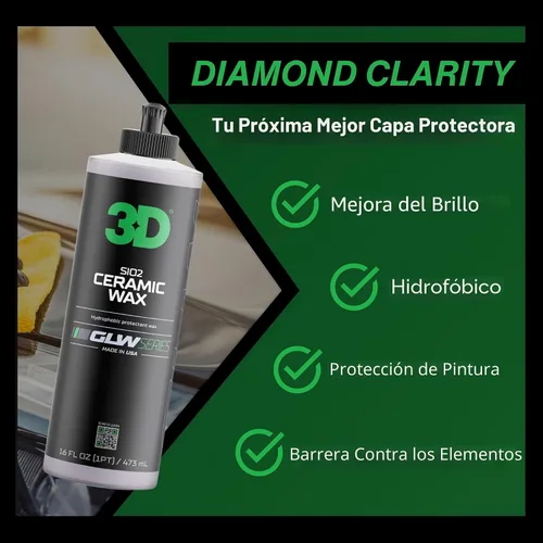 Vista 9 de 3D GLW Series - Cera de cerámica con infusión de SiO2 para el máximo brillo, protección hidrofóbica y fácil aplicación, brillo ultra suave