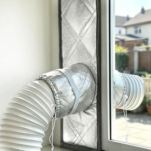 Vista 12 de Kit de ventana de aire acondicionado portátil resistente de 40 pulgadas, protector térmico de papel de aluminio reflectante, 100% opaco e
