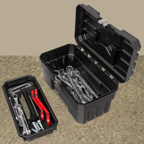 Vista 2 de Akro-Mils 09514 ProBox Caja de herramientas de plástico de 14 pulgadas para herramientas, caja de herramientas de almacenamiento para manualidades