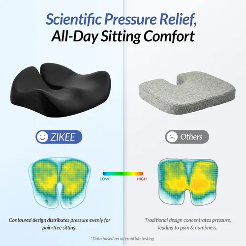 Vista 5 de ZIKEE Pioneering - Cojín de asiento de gel para alivio del dolor sentado