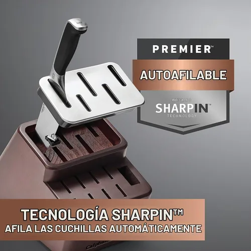 Vista 4 de Calphalon® Premier™ SharpIN - Juego de cuchillos con bloque de cuchillos afilador, 15 piezas, acero al carbono