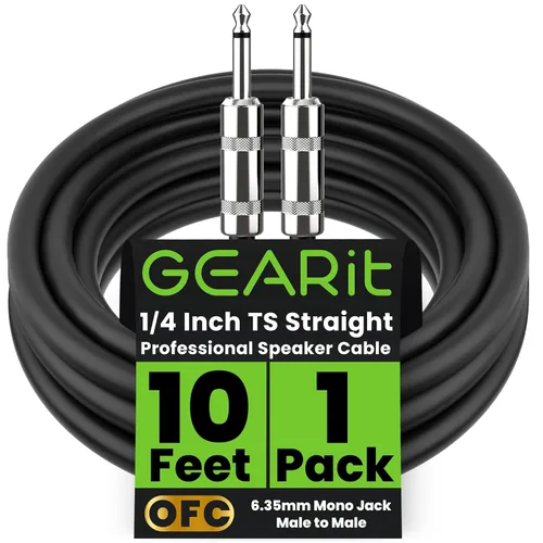 Vista 8 de GEARit Cable de altavoz profesional (6 pies), cobre puro 12 AWG, de 1/4 de pulgada a 1/4 de pulgada, TS recto macho a macho para amplificador
