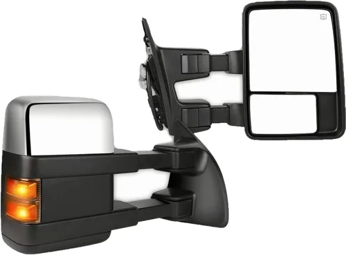Vista 53 de Conjunto de espejo lateral del conductor o del pasajero para Ford F150 F250 F350 plegable manual, sin calefacción, color negro liso, paquete de 1