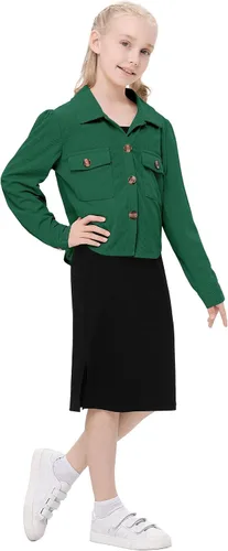 Vista 5 de GERU Vestido ajustado de 2 piezas para niñas pequeñas, sin mangas, con tirantes delgados, con chaqueta cálida para exteriores, 3 a 12 años