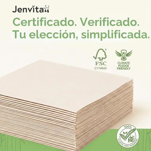 Vista 5 de Jenvita Servilletas de cóctel 100% bambú, 2 capas, paquete de 50, 4.5 x 4.5