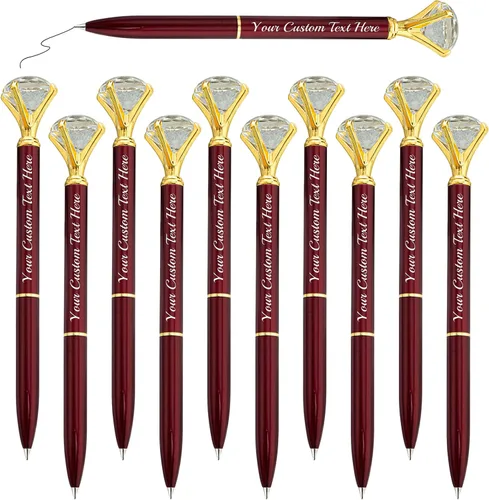 Vista 39 de Bolígrafos personalizados de diamantes personalizados con nombre a granel de metal de cristal grabado, bolígrafos divertidos brillantes a granel