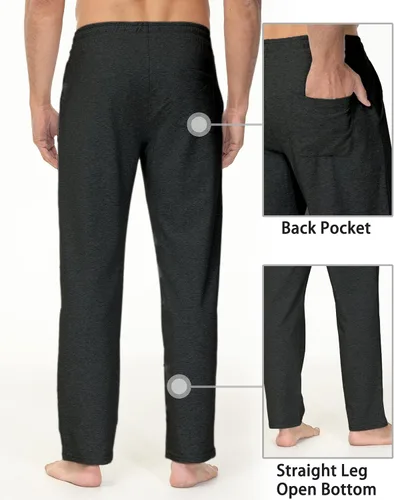 Vista 3 de HARTPOR Pantalones deportivos para hombre, pantalones deportivos de yoga, casuales, holgados, con bolsillos, pierna recta