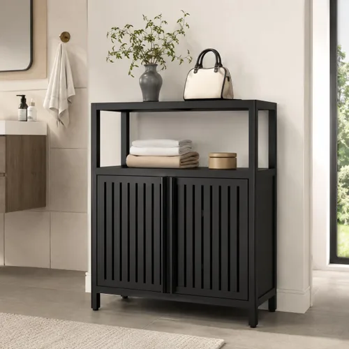 Vista 12 de Gabinete de almacenamiento de baño de bambú de 52 pulgadas de alto Natural