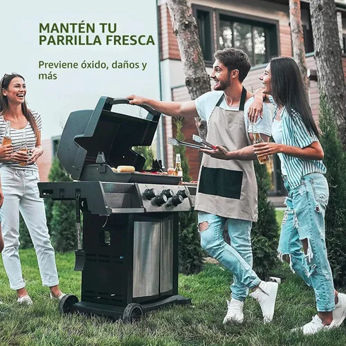 Vista 8 de Cubierta prémium para parrilla para todo tipo de clima, 58 pulgadas, doble capa de tela oxford 600D, 100 % impermeable, para parrilla a gas, con Gris