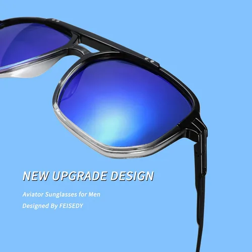 Vista 4 de FEISEDY Lentes de sol polarizados para hombre TR90 Retro 80S Metal Temple B2853