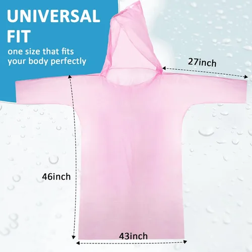 Vista 4 de Foaincore Paquete de 100 ponchos de lluvia desechables para adultos, abrigo impermeable de emergencia con capucha, ponchos desechables para camping