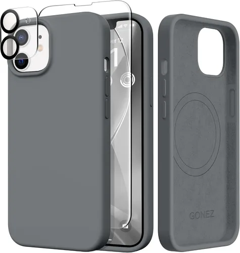 Vista 142 de GONEZ Funda magnética para iPhone 14, compatible con Magsafe, con protector de pantalla + protector de cámara, forro de microfibra antiarañazos