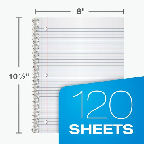 Vista 3 de Cuadernos en espiral Oxford, paquete de 3, 3 materias, cuadernos rayados universitarios para la escuela, 8 x 10.5 pulgadas, 120 hojas, 2 divisores