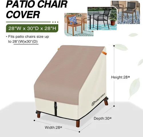 Vista 2 de Porch Shield Fundas para Sillas de Patio - Funda Impermeable para Silla de Salón Exterior de Asiento Profundo para Césped - 28 pulgadas de ancho x