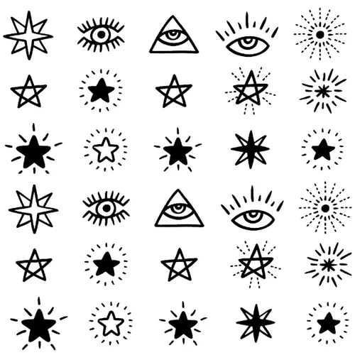 Vista 9 de Más de 50 hojas de tatuajes temporales pequeños geométricos pequeños para niños y adultos, pequeño símbolo de póquer, corazón estrella, tatuajes