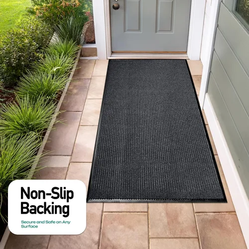 Vista 4 de LuxUrux Tapete de goma duradero para puerta, resistente, interior/exterior, fácil de limpiar, impermeable, patio, garaje, tapete comercial