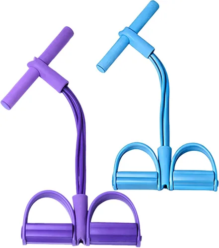 Vista 11 de 21 bandas de resistencia de fitness, 4 tubos de pedal de tobillo, banda de resistencia con mango, dispositivo de resistencia de pedal desmontable