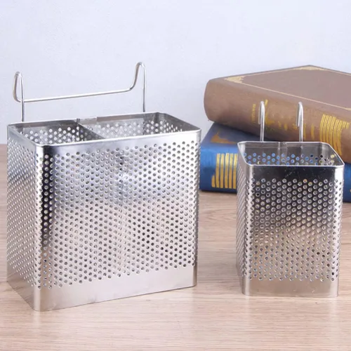 Vista 3 de SHERCHPRY 2 piezas de utensilios de cocina, soporte para palillos, cesta de secado de acero inoxidable con gancho para colgar cubiertos