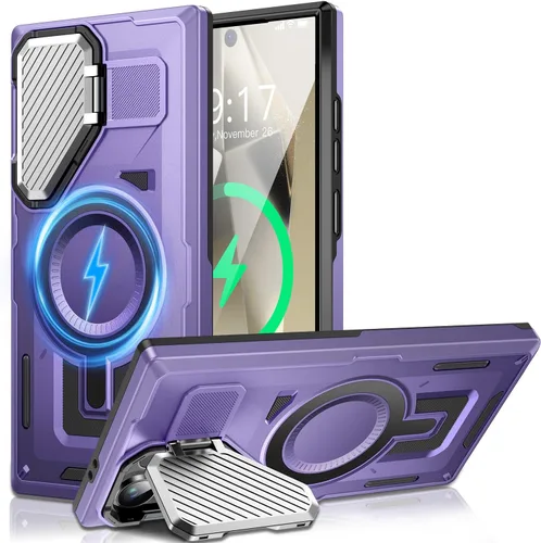 Vista 7 de 【Soporte magnético giratorio de 360°】 Funda para Google Pixel 8A 【Compatible con MagSafe y Pixelsnap】 Funda con soporte de anillo 【Transparente sin
