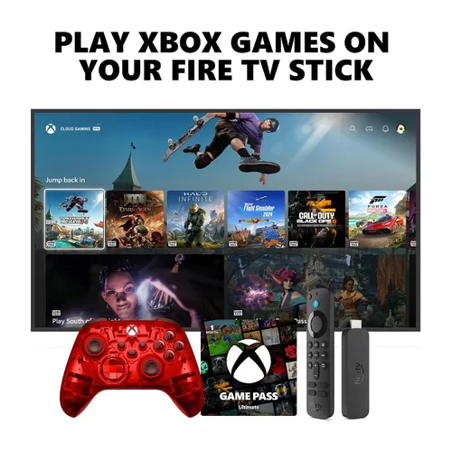 Vista 20 de Xbox Wireless Controller (2025) Carbon Black + Fire TV Stick 4K Game Pass Ultimate 1 Month - Gaming Bundle, Windows, Mobile & Smart TVs