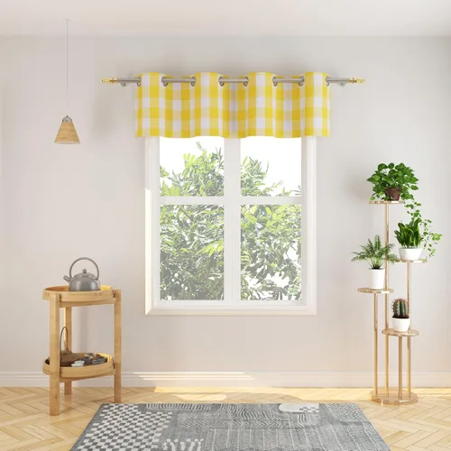 Vista 106 de Cortinas de 24 pulgadas de largo con diseño Buffalo Check Gingham Plaid para ventanas de cocina y baño, tratamiento para ventanas con 2 paneles