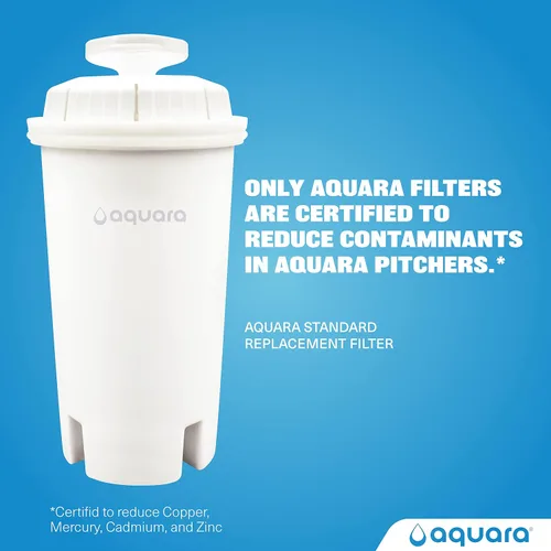 Vista 6 de Aquara® Jarra de filtro de agua ultra delgada de 5 tazas con 1 filtro estándar, sin BPA, certificado WQA que reduce el cobre, mercurio, cloro y más