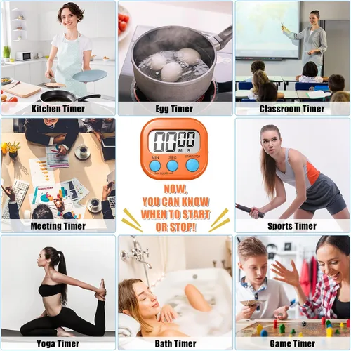 Vista 7 de Macarrie Temporizador digital de cocina de 72 piezas, temporizadores magnéticos a granel para aula, pantalla LCD, alarma fuerte, temporizador